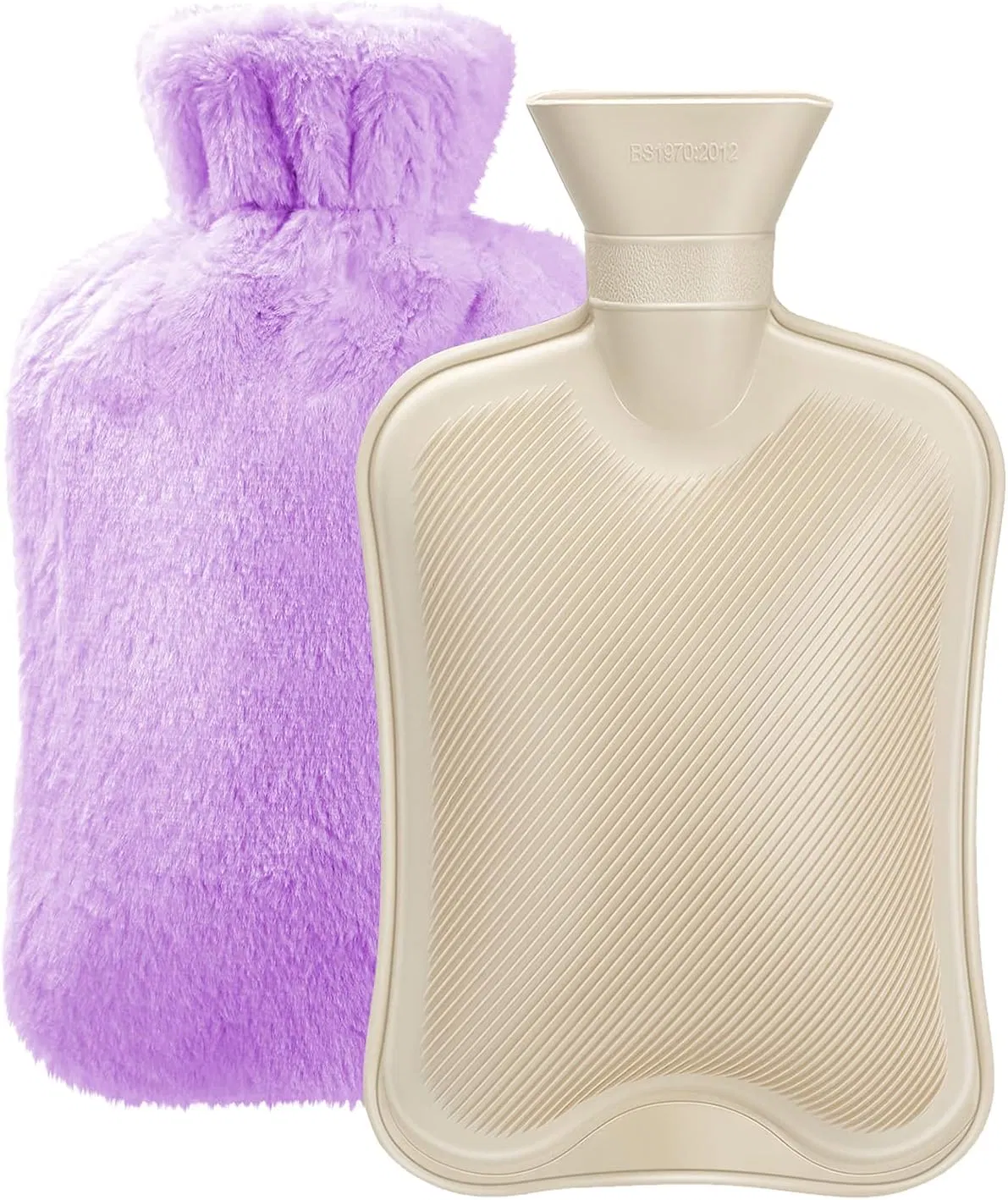 Premium Classic Rubber Hot Water Bottle with Cover 2L PVC Hot Water Bag for Neck