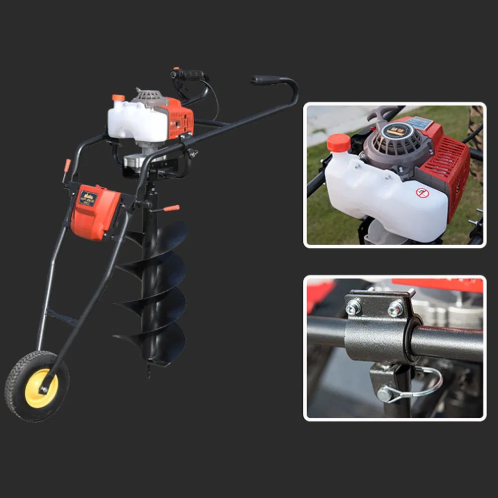 2 Stroke 68cc New Design with Quick Stop Clutch Drum Earth Auger with Wheel and Stand