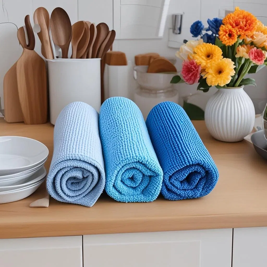 Ultra Soft Universal Terry Microfiber Towel Tartan Elastic Glass Shiny Waffle Scales Pineapple Cleaning Durable Car Washing Kitchen Floor Cloth with Stripe