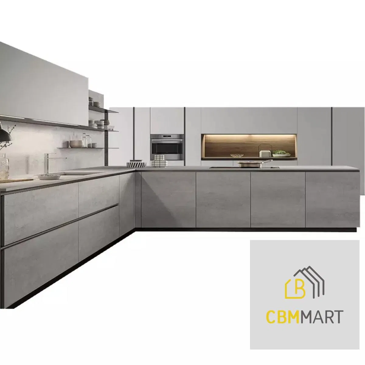 White Glossy Cabinets Modular Kitchen Cabinets with European Style Cupboard