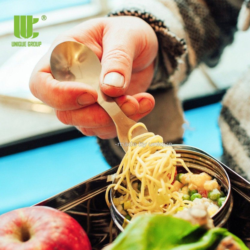 2-in-1 Stainless Steel Spoon Fork Combo Reusable Utensil for Outdoor Lunch Box and Camping Meal Set OEM