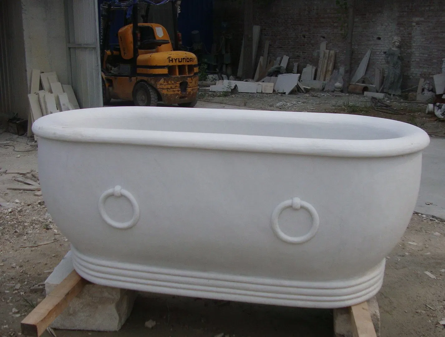 Custom Interior Decor Natural Stone Bathtub White Marble Bathtub Home Furniture for Sale (SYBT-007)