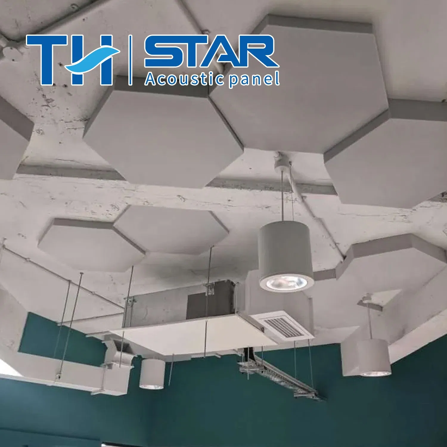 Beveled Edge Soundproof Hexagon Polyester Fiber Acoustic Panel for