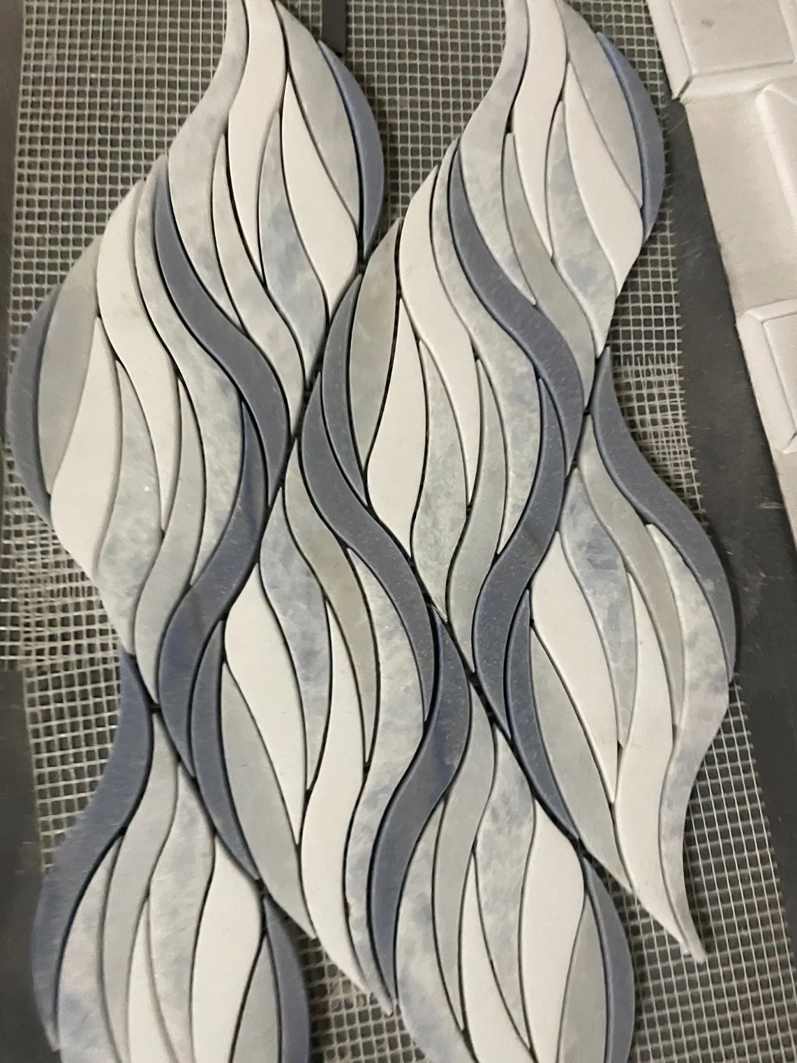 Water jet polished grey/blue/White Marble Mosaic for interior/Indoor hotel/bar/bathroom/kitchen Floor/Wall/Ceiling