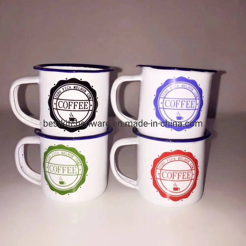 Enamel Mini Coffee Mug 5cm White Color with Different Design