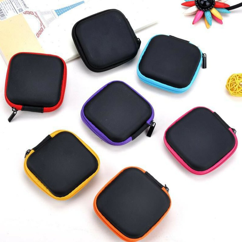 Custom Logo Portable EVA Zipper Earphone Organizer Cable Storage Box Carrying Case
