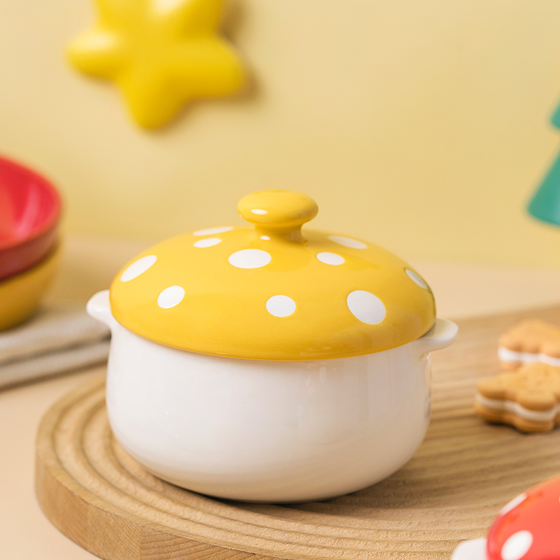Funny Small Mushroom Baking Bowl Kid Soup Bowl Ceramic Steamed Egg Bowl