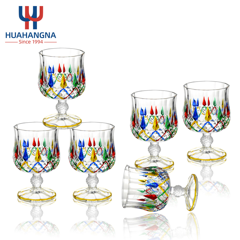 Luxury 7PCS Classic Style Wine Glass Decanter with Glass Cups Set Rainbow Color Whisky Glass Decanter Sets for Drinking