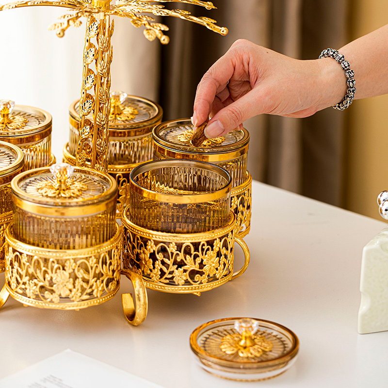 Featuring 6 Acrylic Airtight Containers and a Gold-Plated Iron Candy Bowl