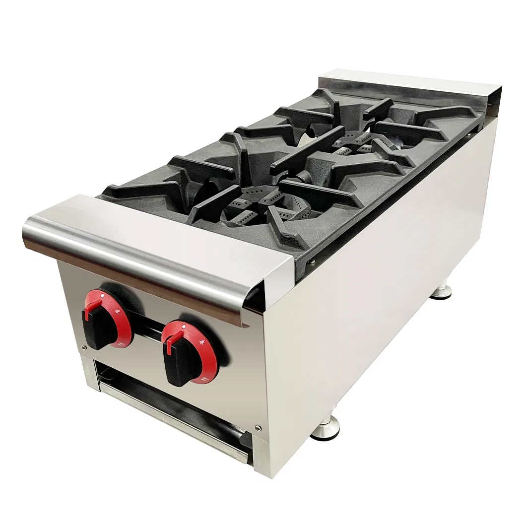 CE Certified Ld-Rb2 2-Burner Commercial Gas Stove - Stainless Steel, Adjustable Stands
