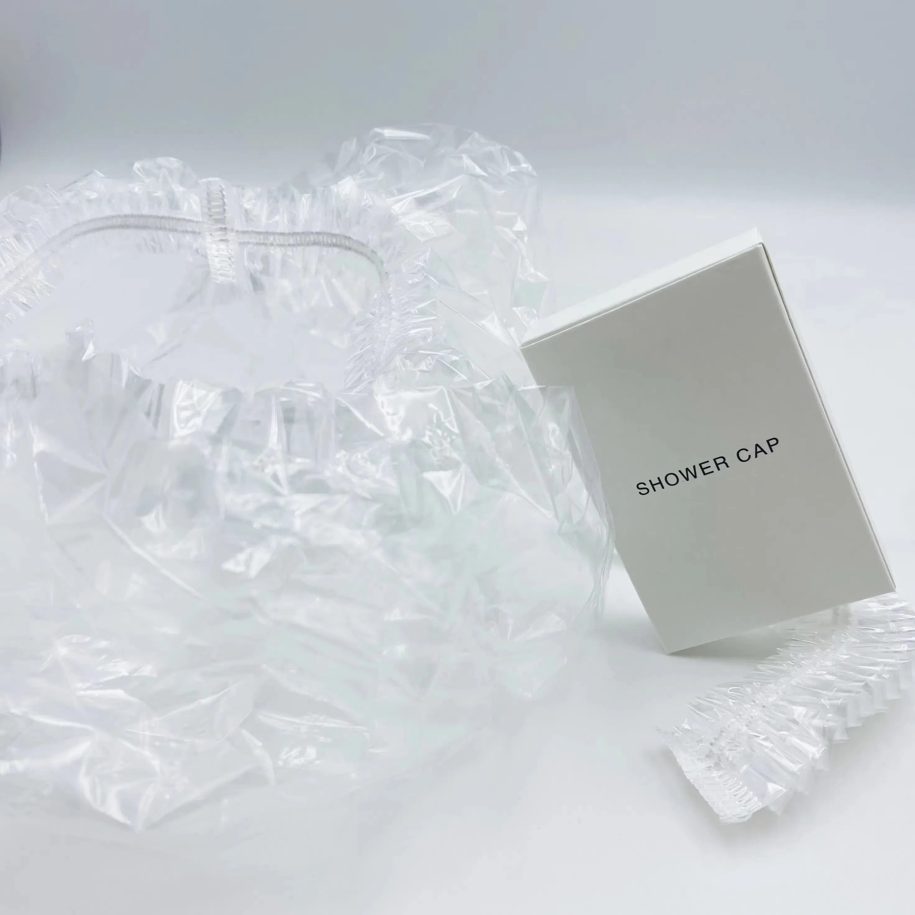 Custom Waterproof Clear Bathing Hotel Travel Disposable Plastic PE Shower Cap