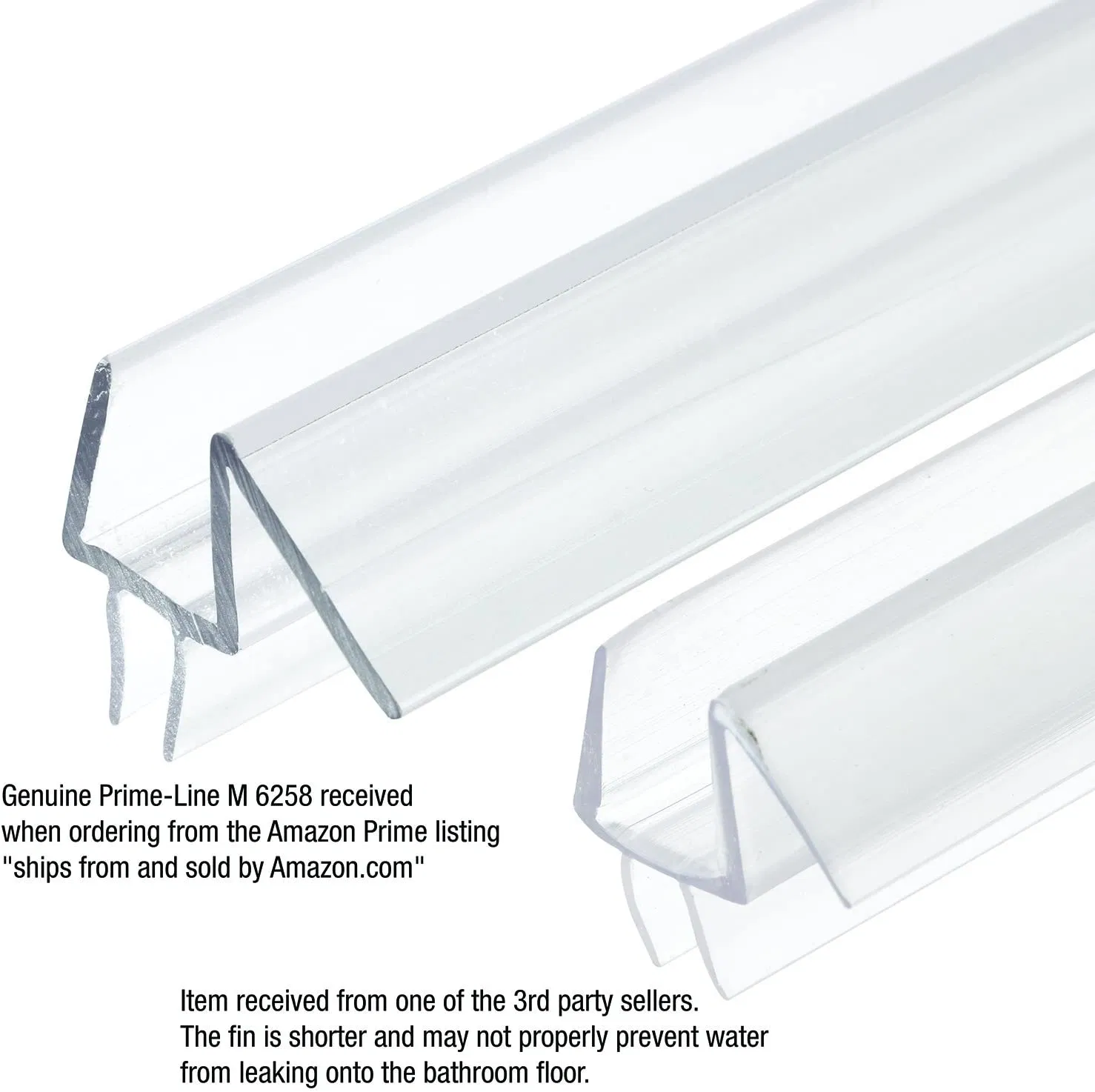Frameless Shower Door Bottom Strip with Drip Rail Thick Glass Long Sweep