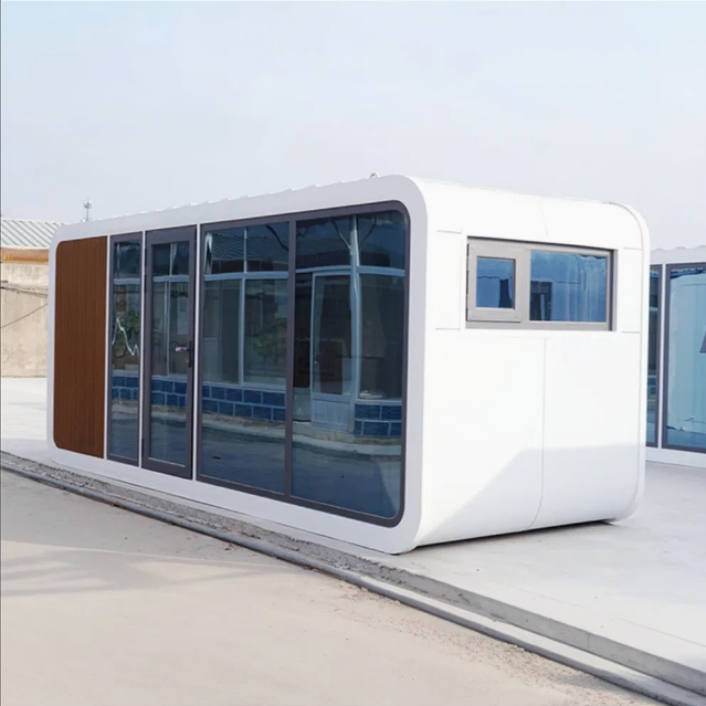 Modular Apple Cabin Home for Seamless Assembly with Galvanized Steel and Glass Walls