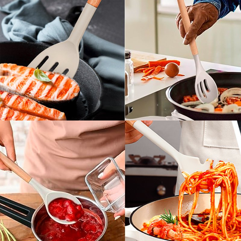 4 PCS Silicone Kitchen Utensils Set of Spoons & Turners