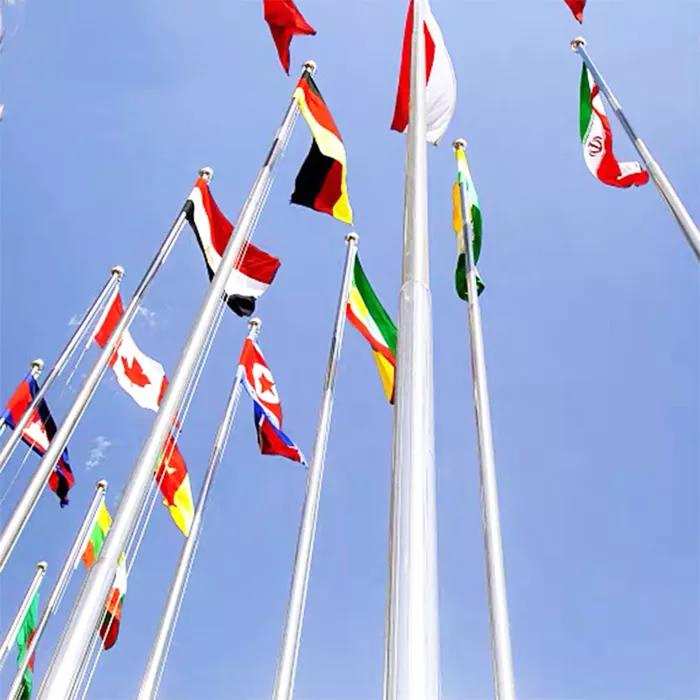 Customized Mast Flagpoles Standing Floor Office Flagpole Pulley Flagstaff Flag Pole for Sale