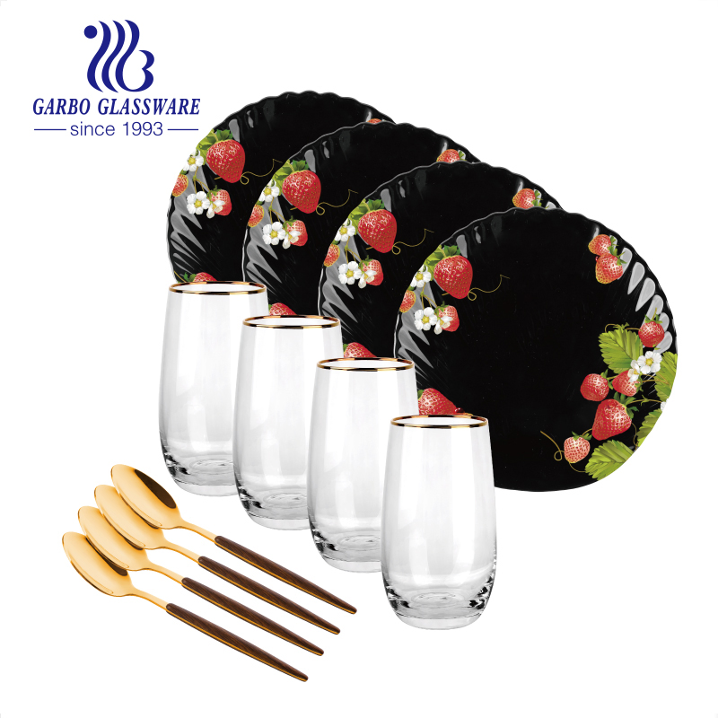 Wholesale Dinnerware Custom Design Ceramic Bowls Cups Tableware Set 12PCS Dinner Set