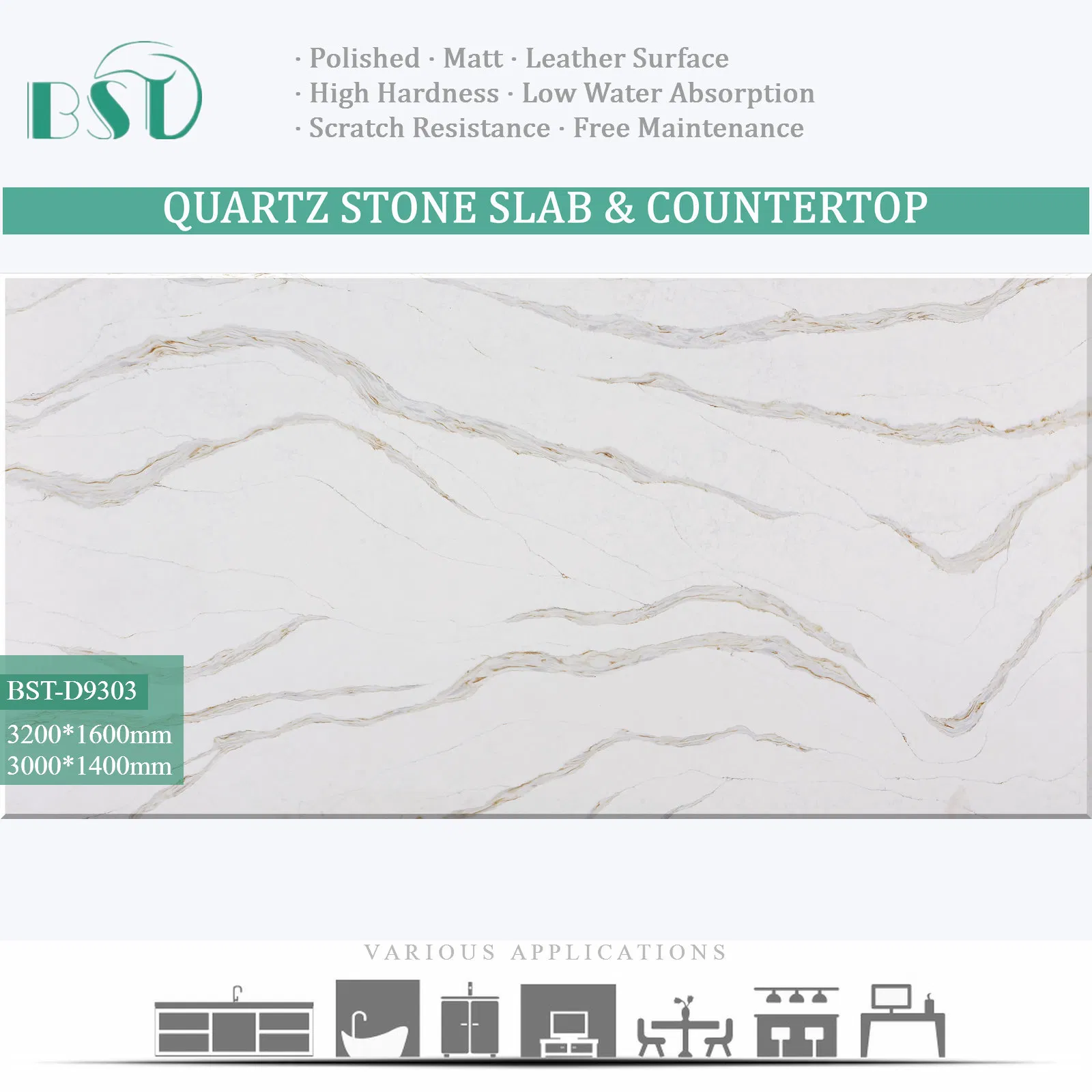 Calacatta Silica-Free Engineered Stone Non-Silica Quartz Alternative for Healthy Kitchens