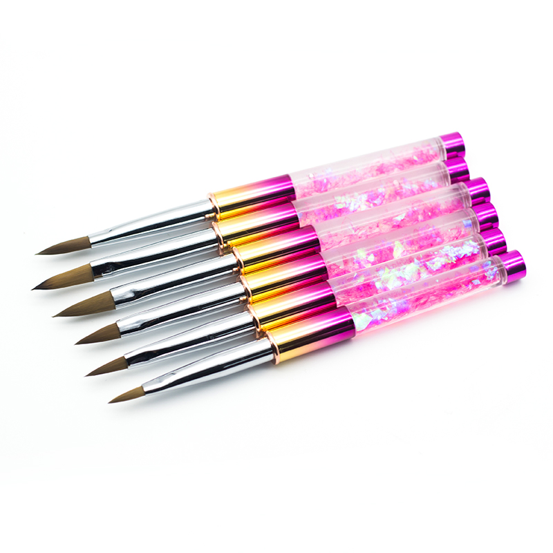 #14 Guyo Liquid Inside Handle 100% Pure Rainbow Gradient Color Kolinsky Nail Beauty Brush