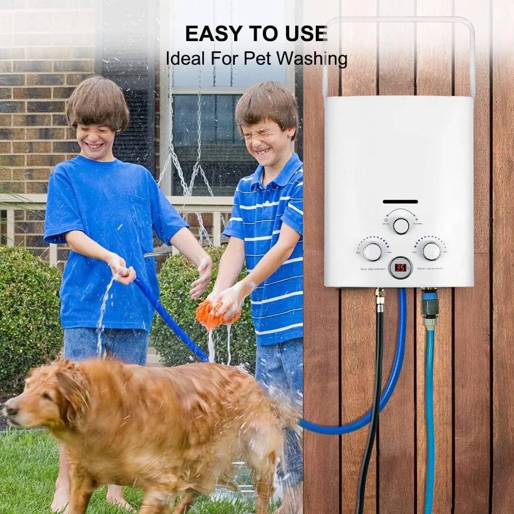 Camping Good RV Portable Butane Hot Gyser Camper Shower Propane Tankless Caravan Gas Water Heater