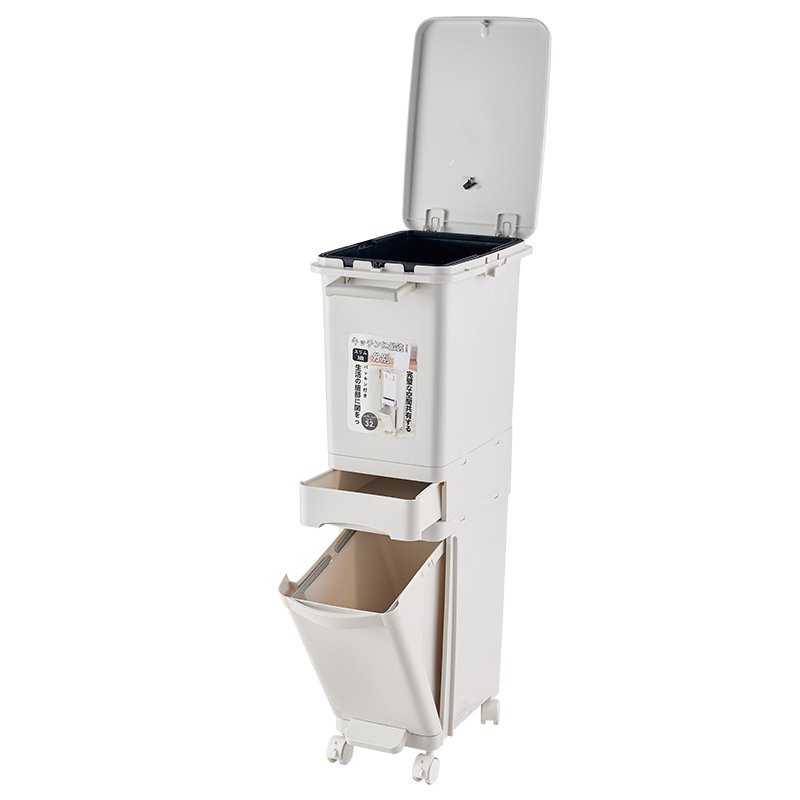 Кухонное мусорное ведро с крышкой, сухо-влажное разделение