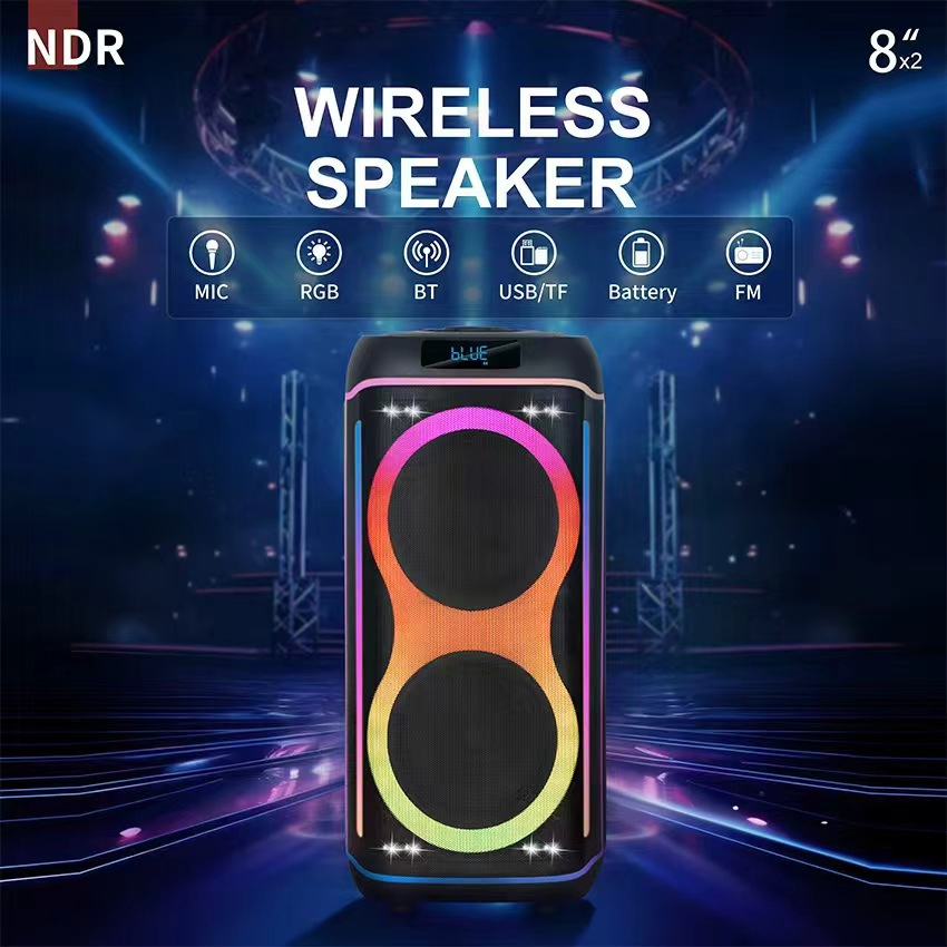 Wireless Portable Trolley Handle Wooden Ndr-820 Speaker