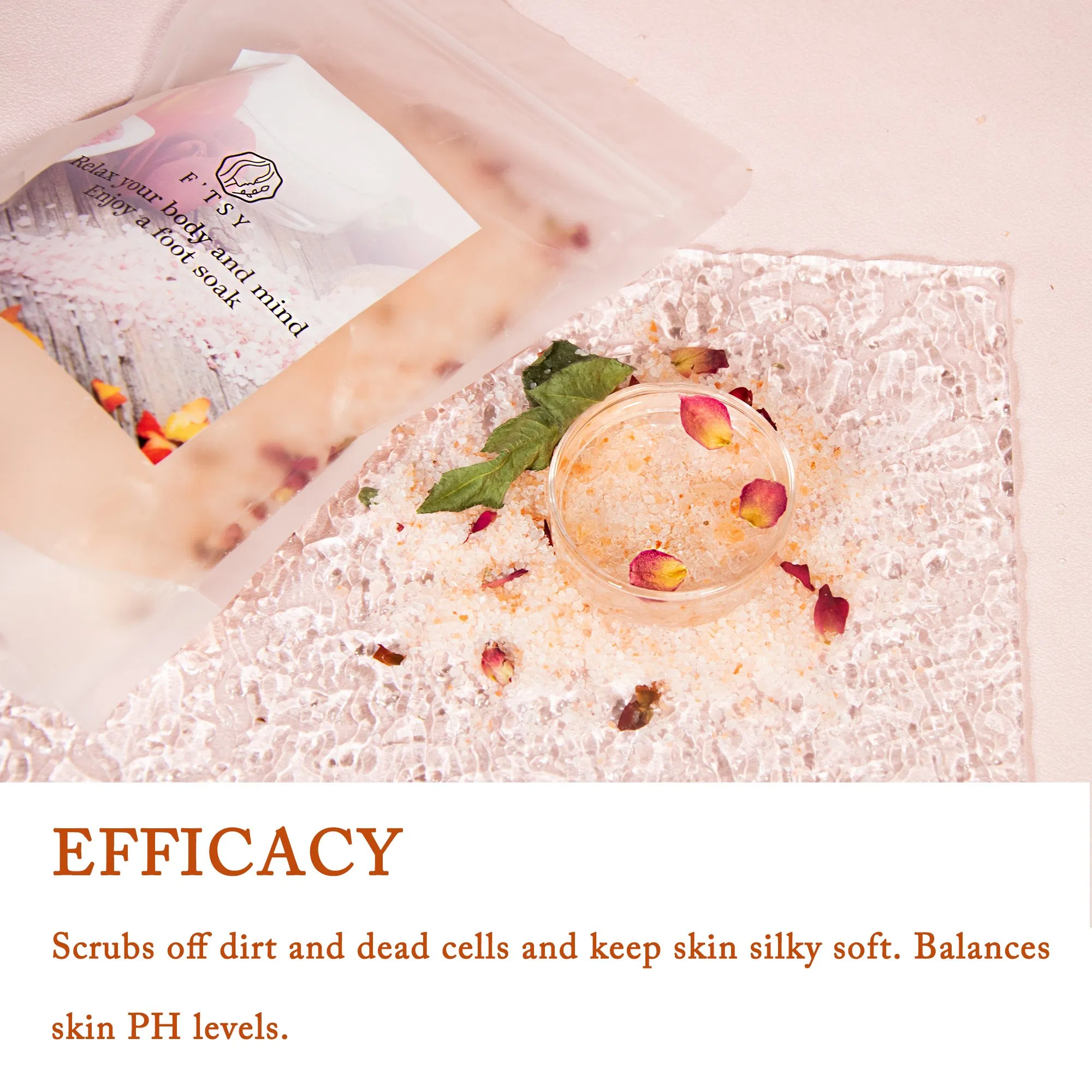 OEM/ODM Vegan Salt Foot Soak with Petals Epsom Salt Vegan Relaxing Bath Salt Fot Foot Skin Care