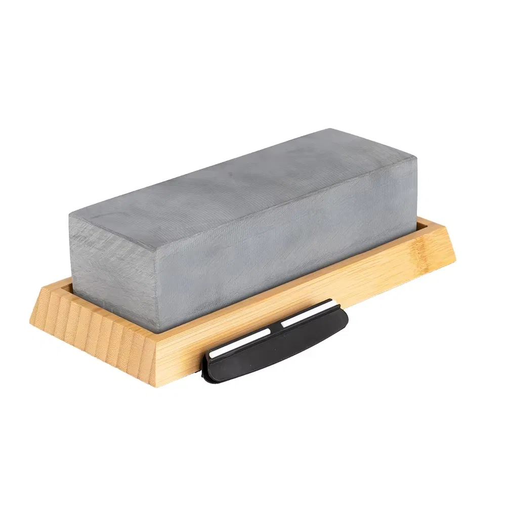 Knife Sharpener Stone 2 Side Whetstone Kit Quick Sharpening Non-Slip Bamboo Base