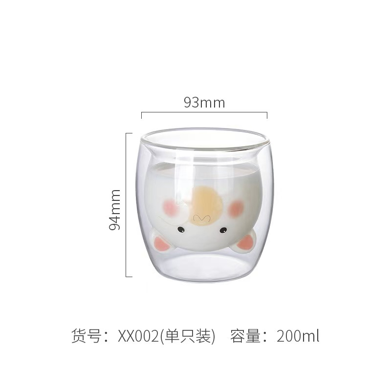 350ml Christmas Double-Deck Heatproof Glass Cup with Lid and Handle/Drinking Glass