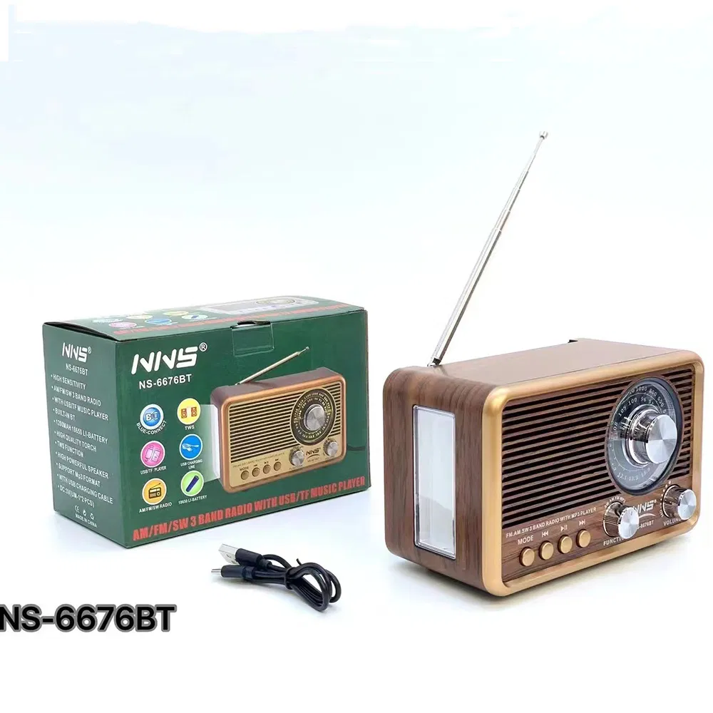 Радио-колонка NS-6676BT в деревянном корпусе с Bluetooth