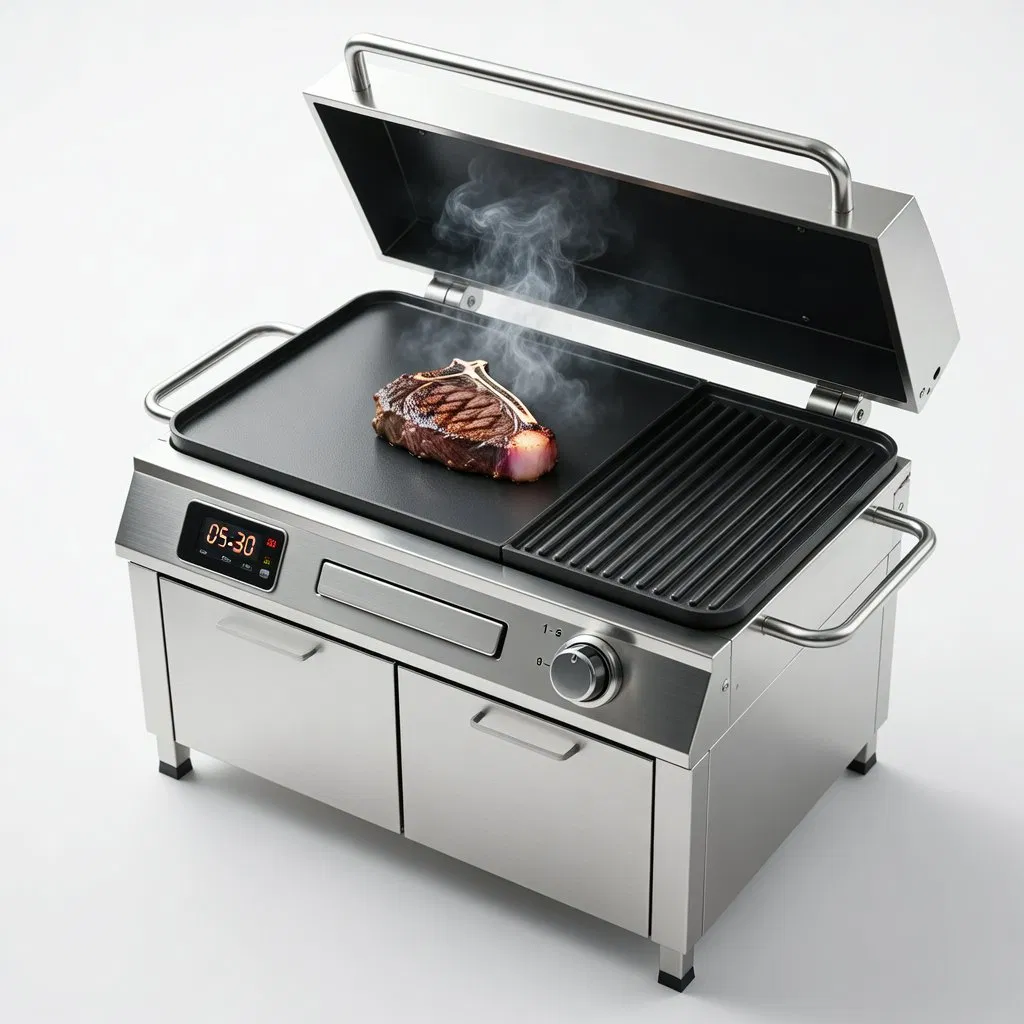 Commercial Electric Griddle with 8-Level Temp Control and Overheat Protection