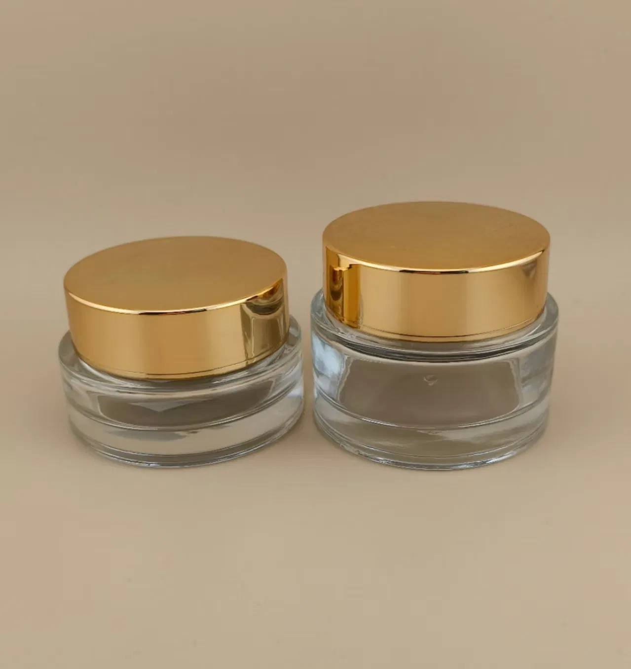 Clear Glass Cream Jar with Golden Screw Lid for Female Lotion