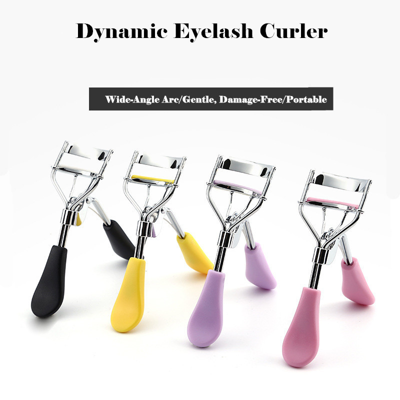 Stainless Steel Dynamic Portable Travel Makeup Lash Eyelash Curler with Plastic Handles