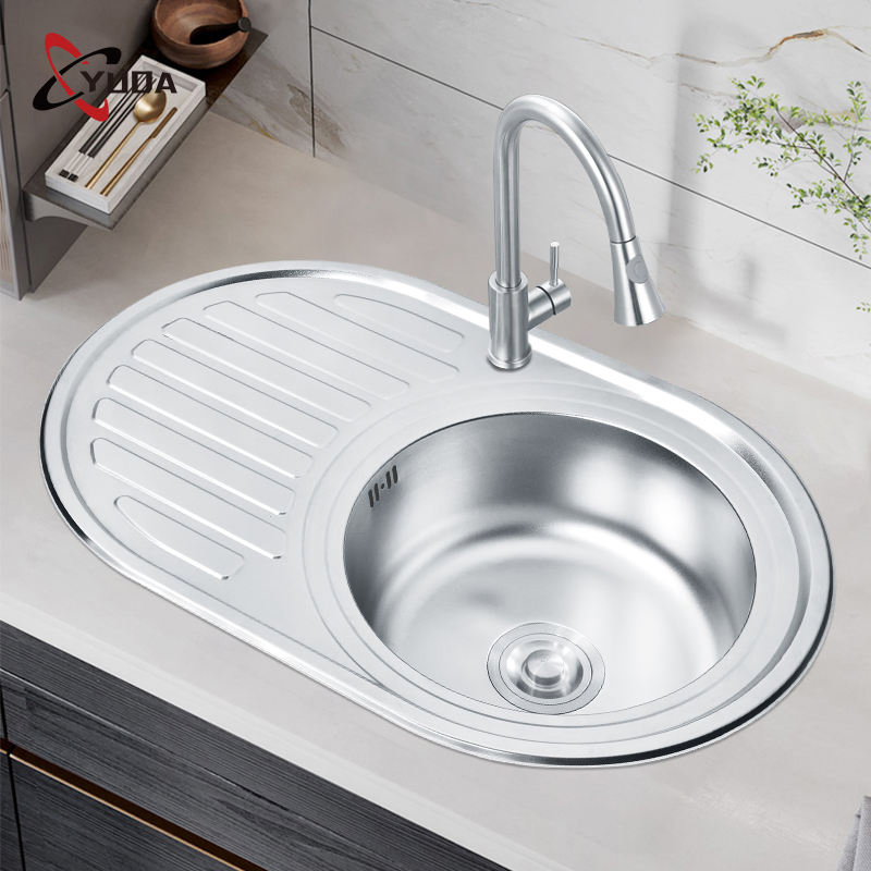 Modern Outdoor Kitchen Sink Polished Single Bowl Stainless Steel Kitchen Sink