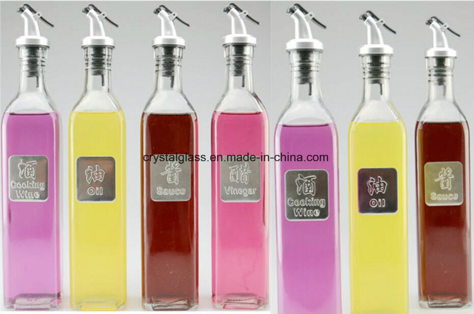 500ml Oil Dispenser Glass Bottle with Decoration