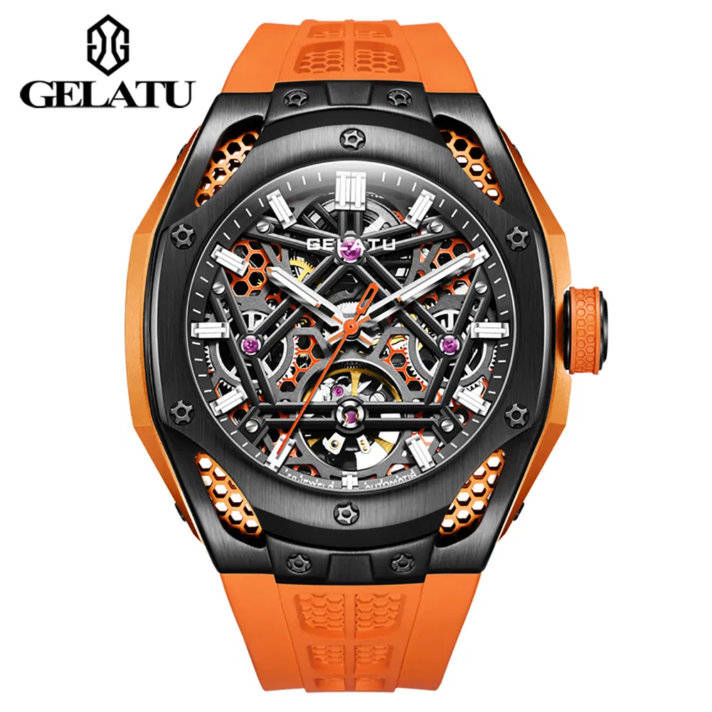Factory OEM ODM Fast Dropship Factory Gift Watches OEM Stock Gelatu 6008 Watch Fully Automatic Mechanical Waterproof Men Watch
