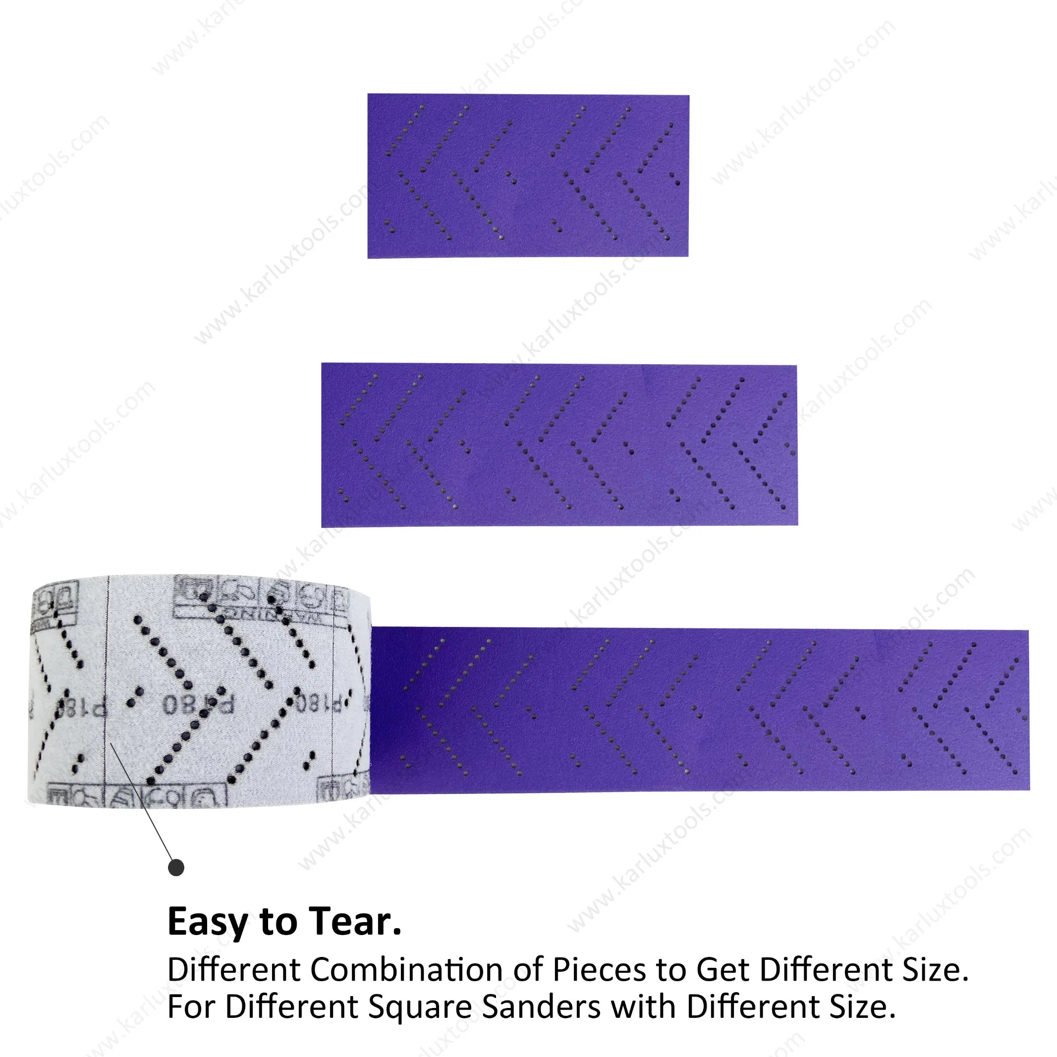 Grit P80-2500 Purple Strip Sandpaper Roll V-Shaped Holes Sanding Paper Sheets Square Sandpaper for Vacuum Sander