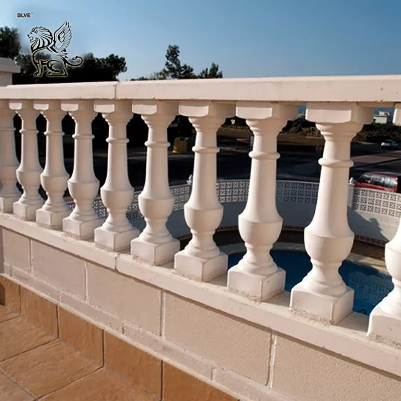 Factory Hand-Carved Garden Natural Stone Balcony Handrail White Marble Stair Railing Designs for Sale