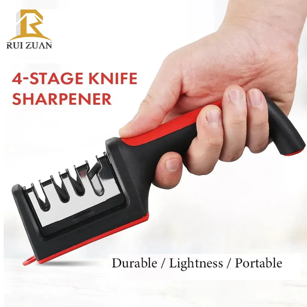 Manual Knife Blade Sharpener 4 Stage Knife Sharpening Tool for Hone Ceramic Steel and Metal Knives Knife Sharpener