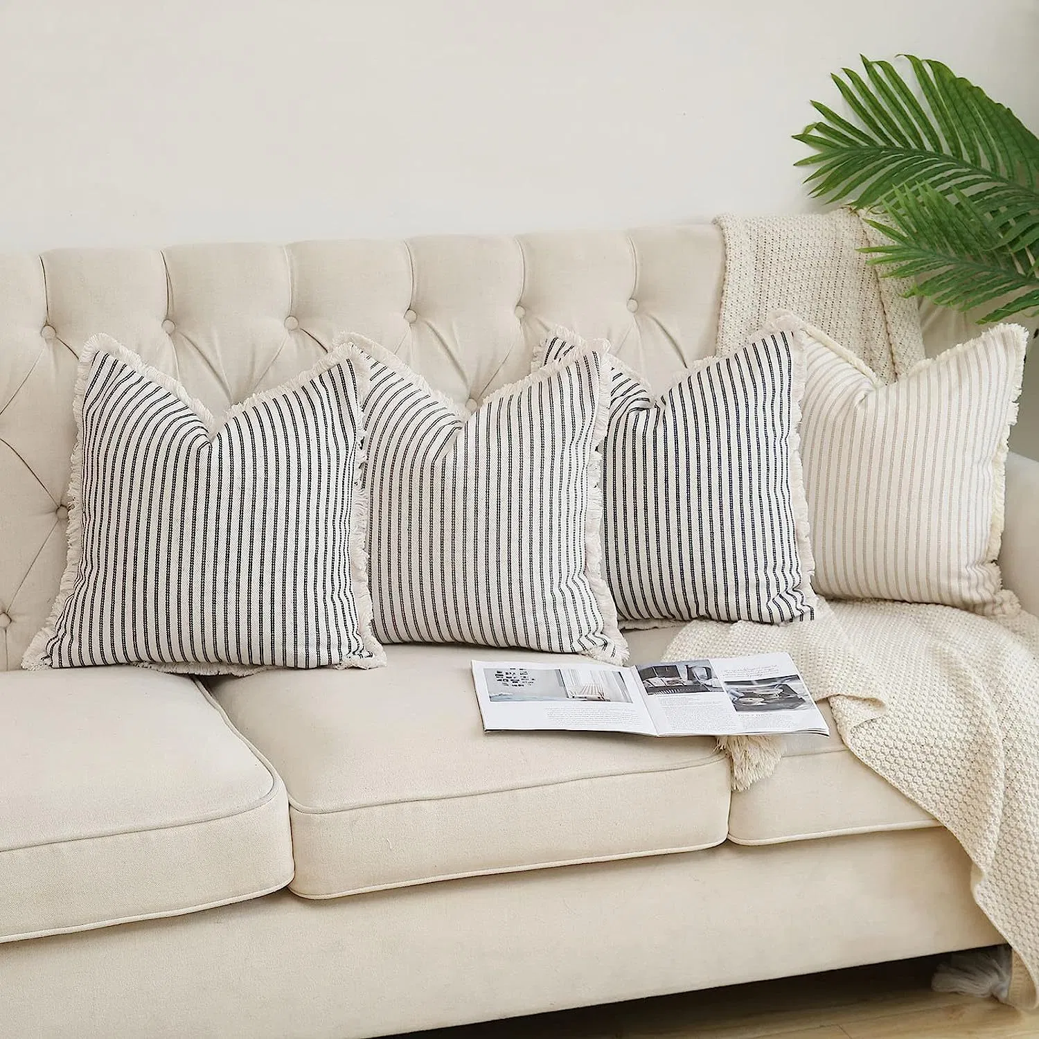 Striped Color Woven Tufted Cushion Cover Living Room Sofa Cushion