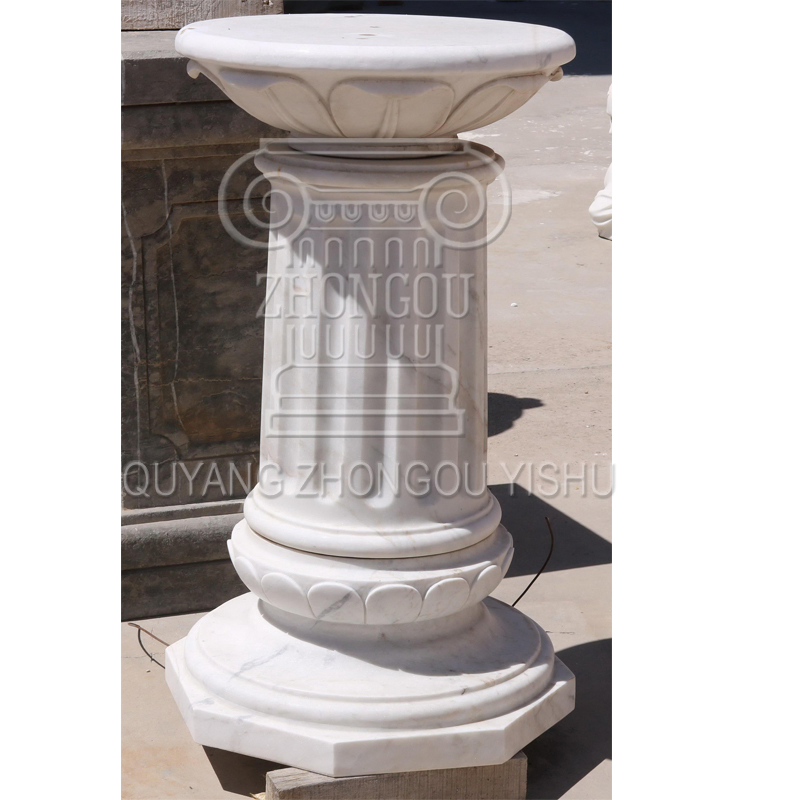 a Pair of White Marble Pedestal in Simple Design