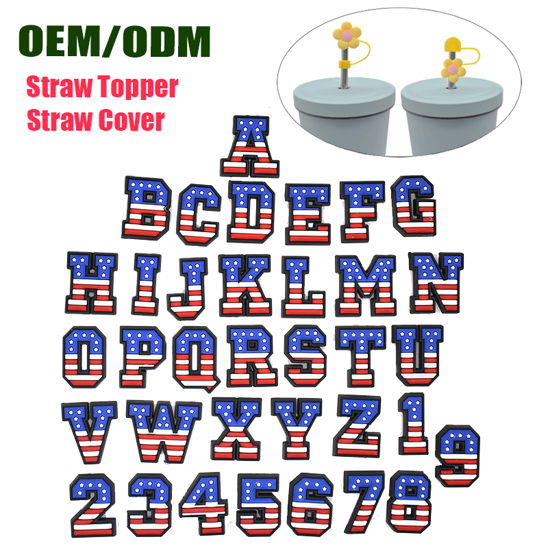 Vibrant Pink PVC Alphabet Straw Toppers for Party Fun