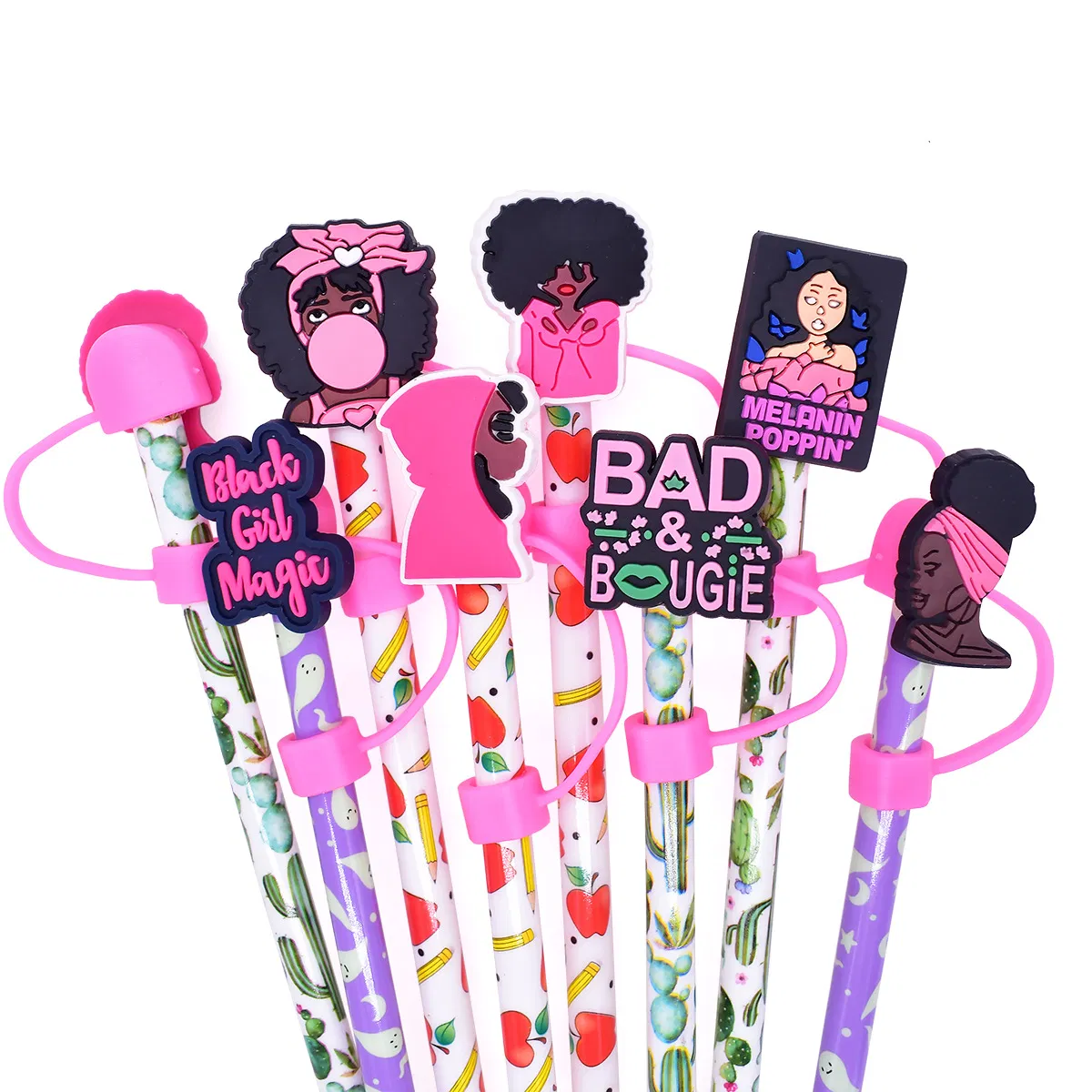 Black Series Straw Cap 10mm Universal Soft Rubber Straw Stopper, Cross-Border Party Personalized Creative Straw Decorative Accessory