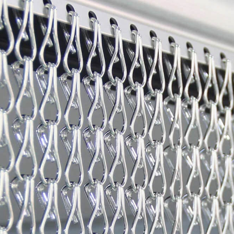 Double Hook Chain Anodized Aluminum Silver Chain Fly Curtain Screen, Door Pest Control, 90X210cm