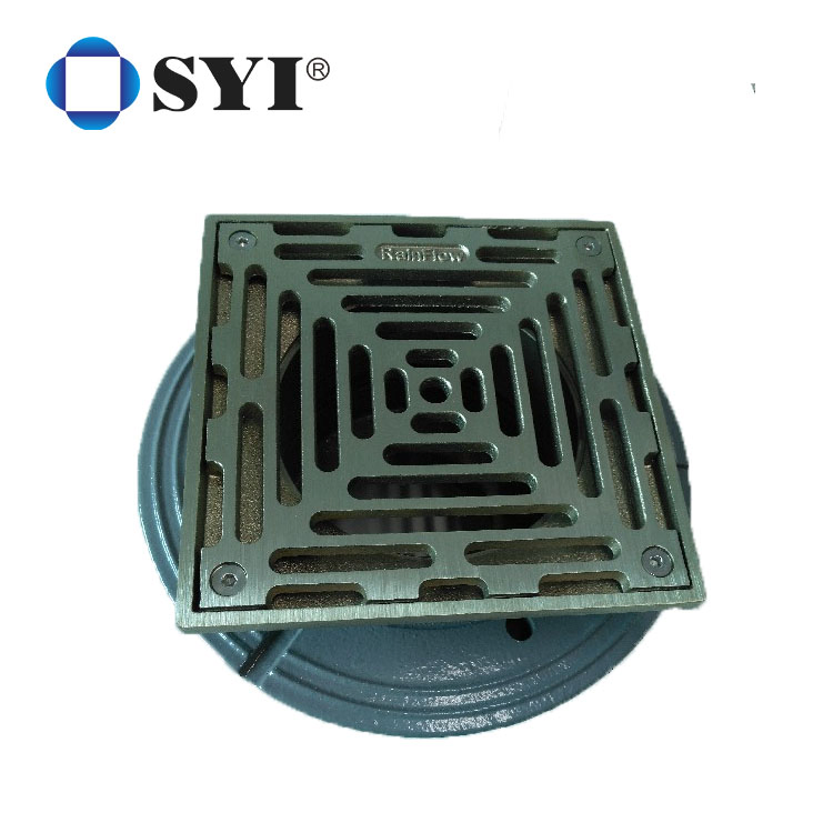 Чугунный напольный трап SYI с никелированной бронзой