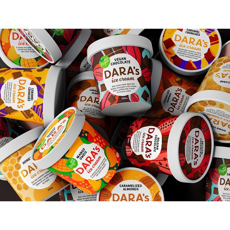 4oz6oz8oz10oz12oz16oz Ice Cream Paper Cup with Plastic Clear Lids
