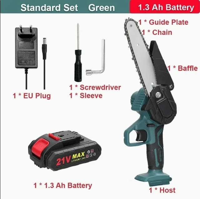 Cisivis 21V 6inch Portable Cordless Chain Saw Electric Chainsaw Rechargeable Lithium-Ion Battery Saws Gardening Power Tools