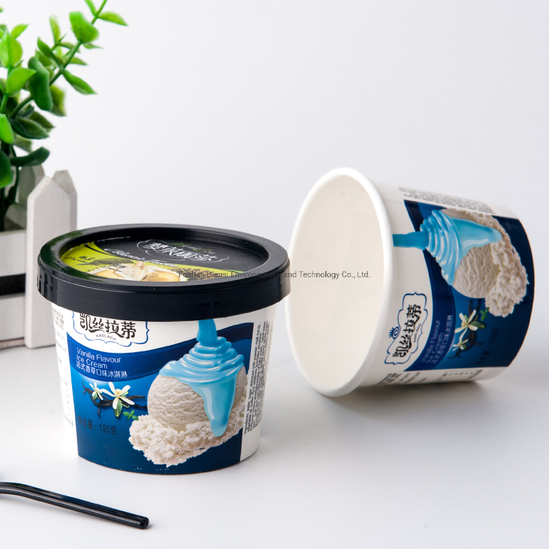 4oz6oz8oz10oz12oz16oz Ice Cream Paper Cup with Plastic Clear Lids