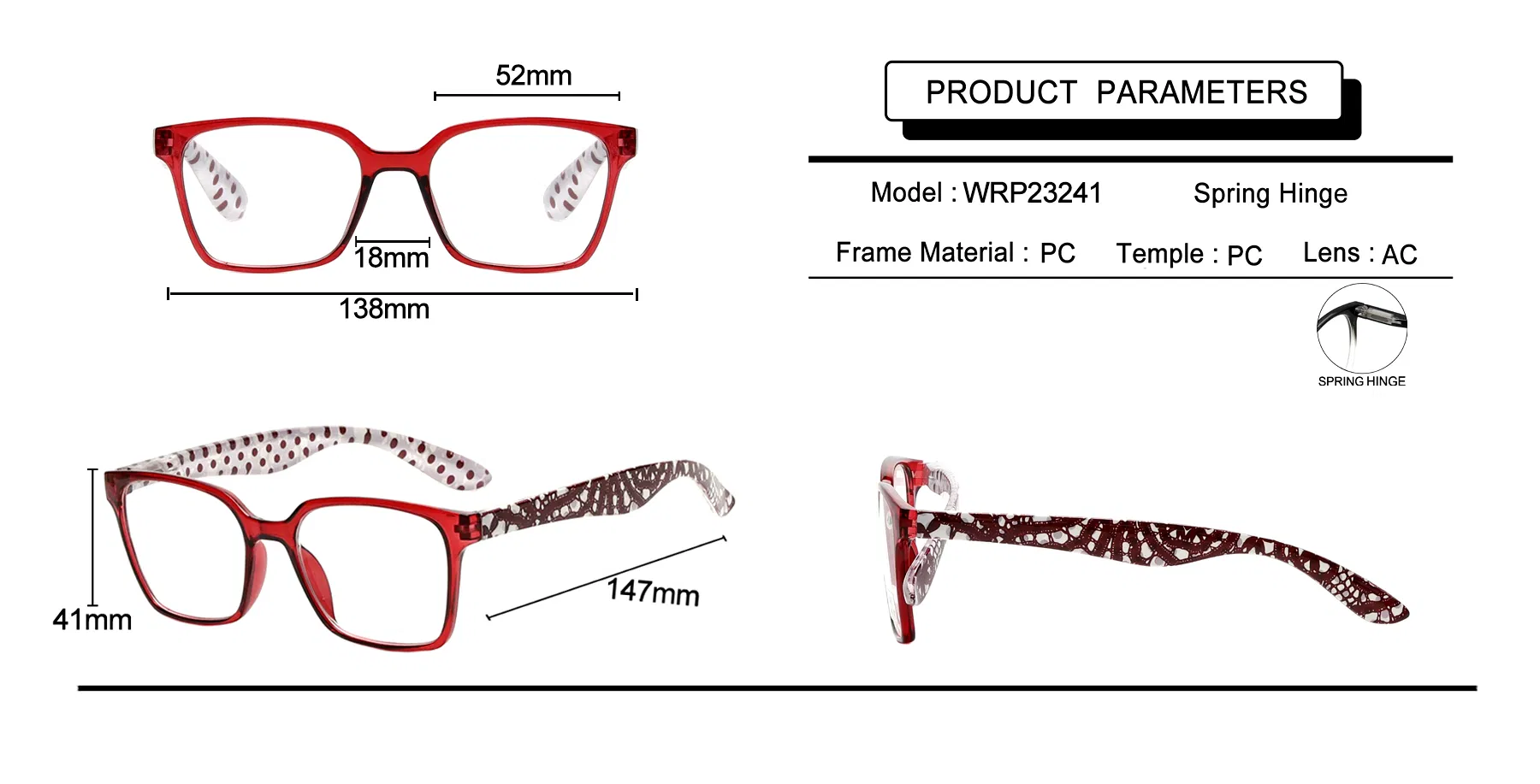 Square Frame High Quality Vintage Classic Reading Glasses