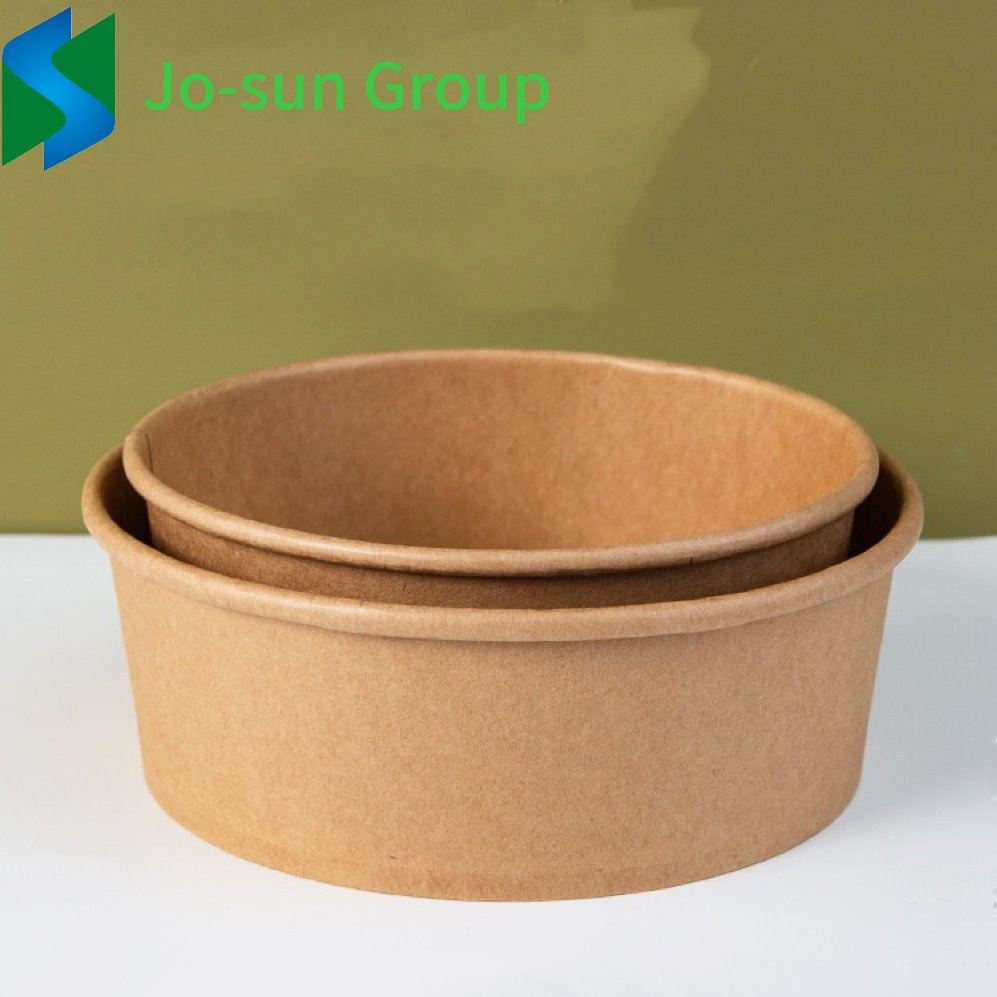 Jo-Sun Hot Sale 32 Oz Disposable Food Container Brown Kraft Paper Bowl Soup Salad Bowl