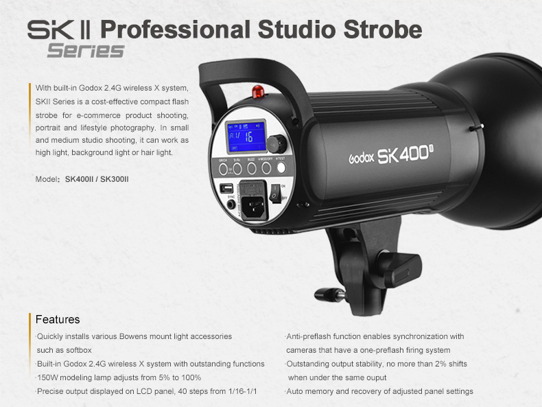 Студийная вспышка Godox SK300II/SK400II